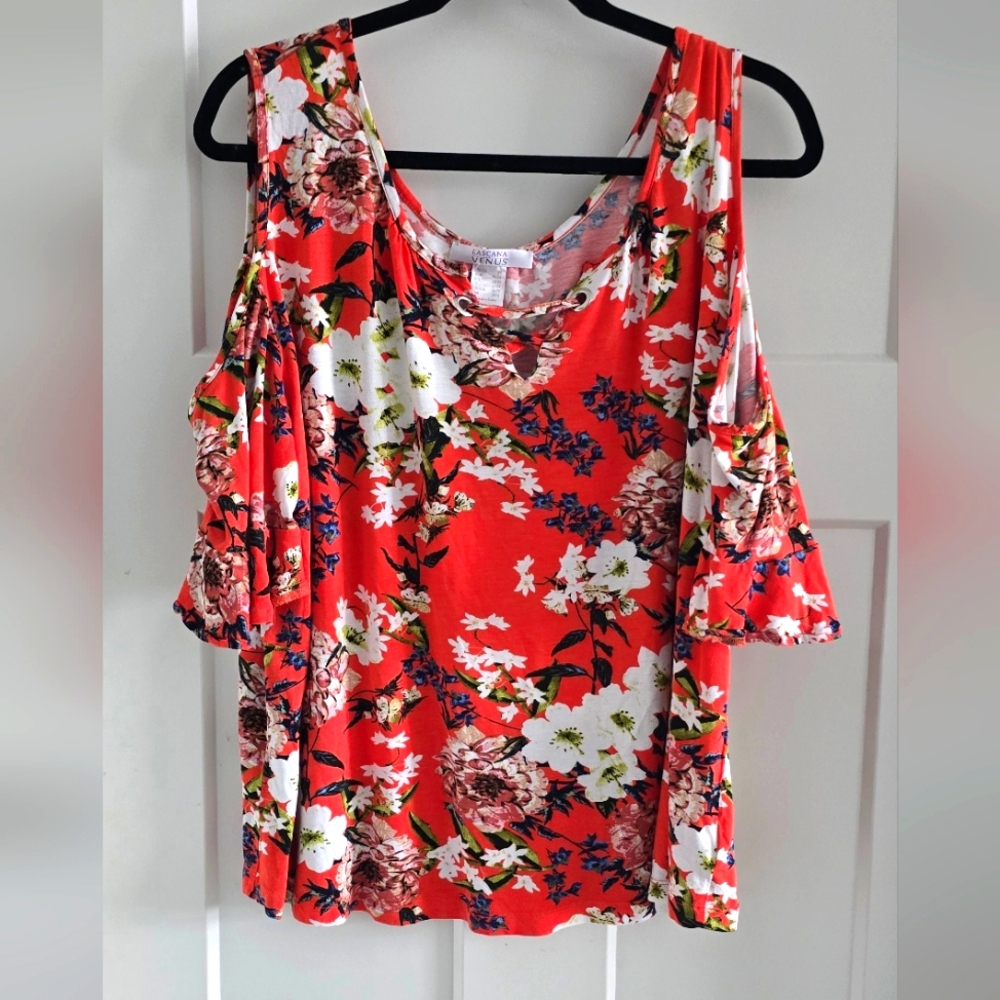 Coral Floral Top